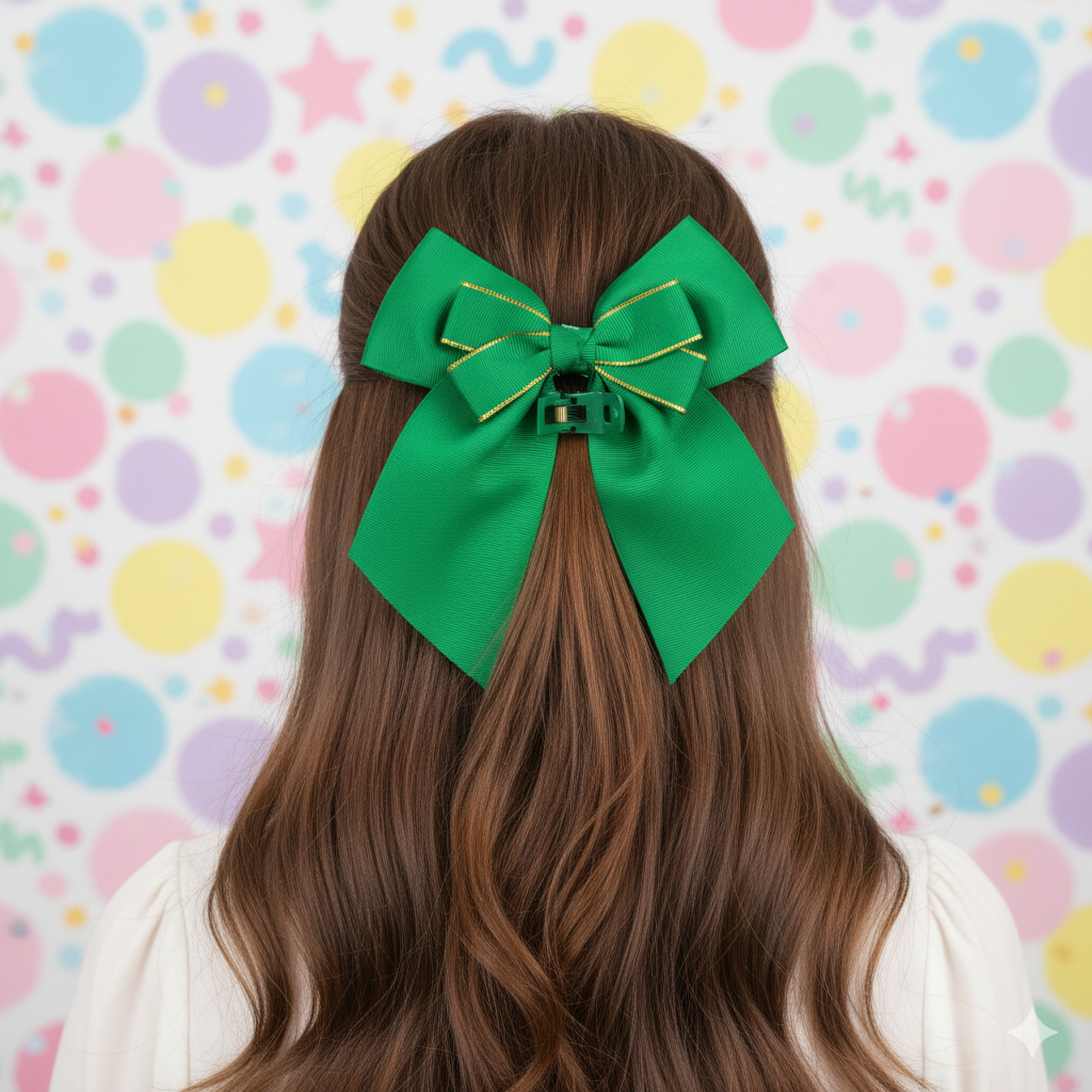 Dazzling Gold-Trimmed Cheer Bow Clips (16cm)