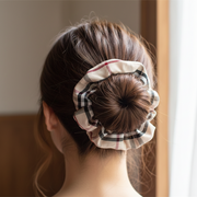 Elegant Plaid Oversized Scrunchie - 18cm