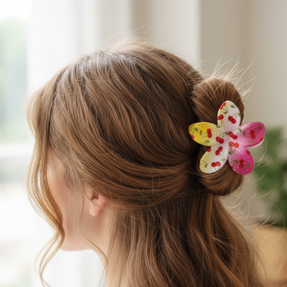 Colorful Flower Hair Clip – Acrylic Claw Clip for Women
