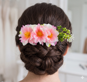 Bohemian Floral Hair Side Comb - 18cm Tropical Flower Hair Clip for Weddings, Festivals & Beach Parties (HCF-1065M)