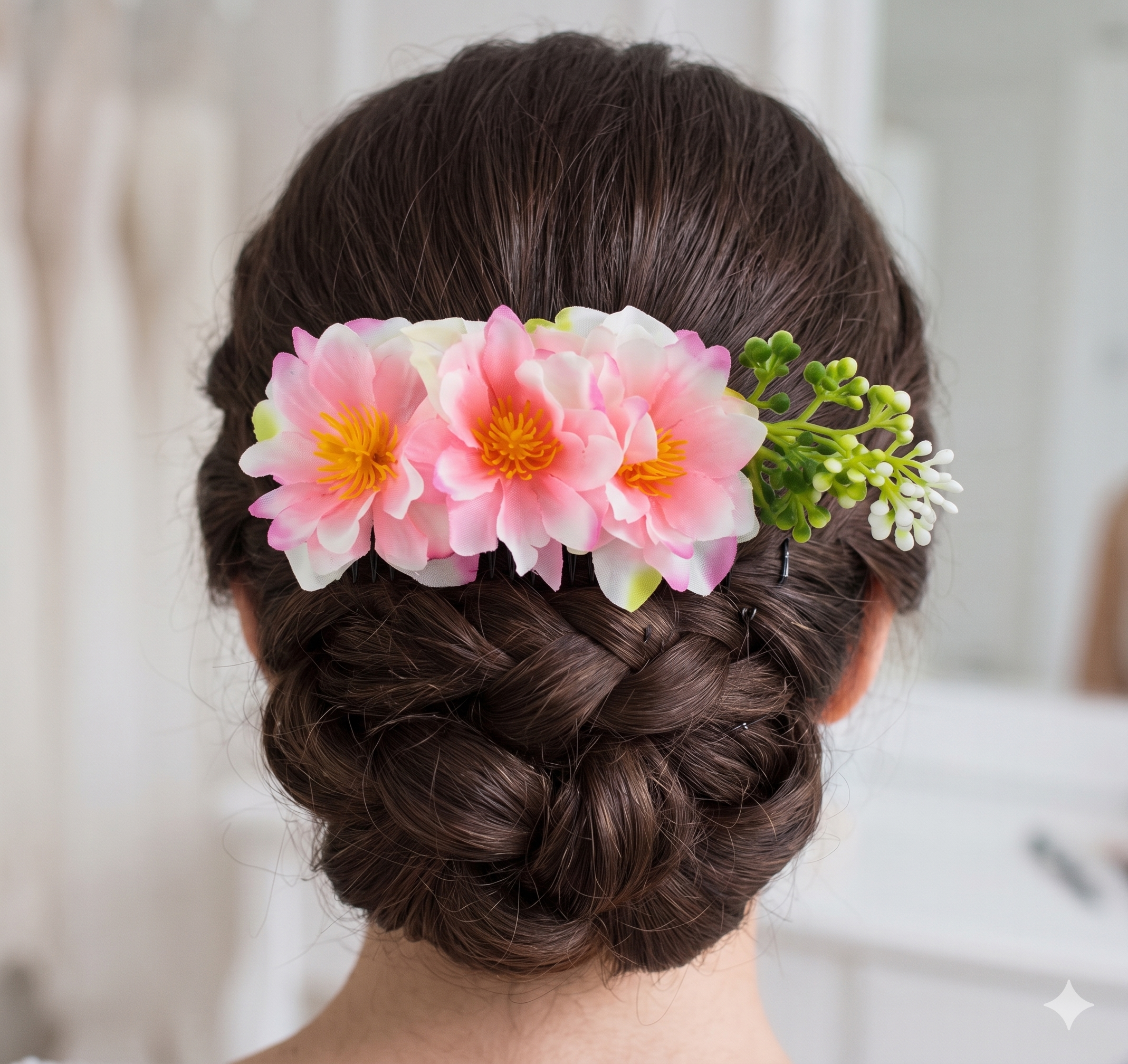 Bohemian Floral Hair Side Comb - 18cm Tropical Flower Hair Clip for Weddings, Festivals & Beach Parties (HCF-1065M)