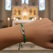 Lucky Green Bracelet with San Judas Saint Jude pendant