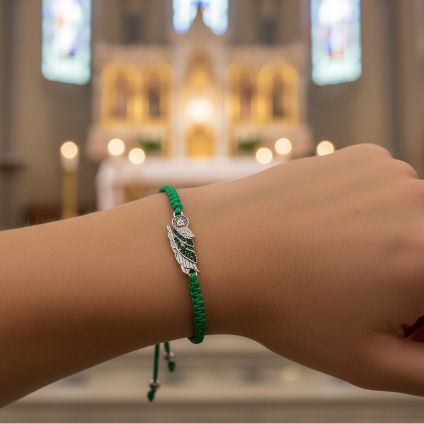 Lucky Green Bracelet with San Judas Saint Jude pendant