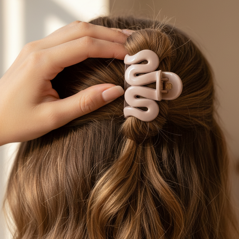 Matte Wave Hair Claw Clip – Minimal Curved Design