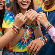 Evil Eye & Assorted Gemstone Chip Bracelet Set (12-Pack) - Adjustable