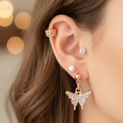 Butterfly & Crystal Earring Set