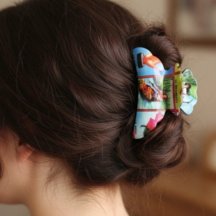Colorful Floral Hair Clip for Women – Strong Hold Claw Clip