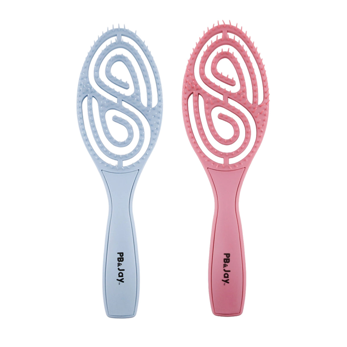 PB & Jay Softsweep Swirl Oval Vented Detangling Hair Brush – Soft Blue & Berry Pink 12pcs