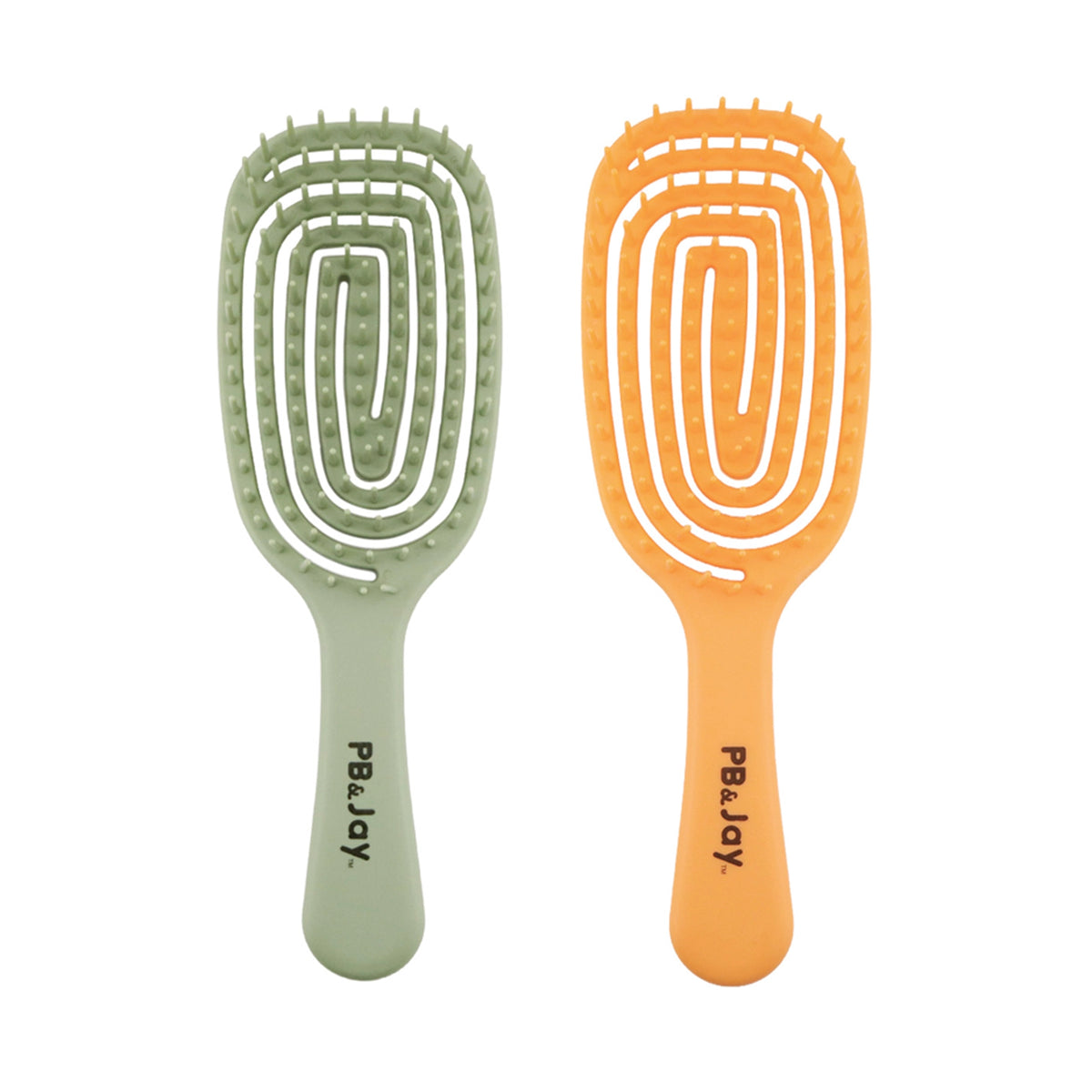 PB & Jay Softsweep Curved Vented Detangling Hair Brush – Sage Green & Apricot Orange 12pcs