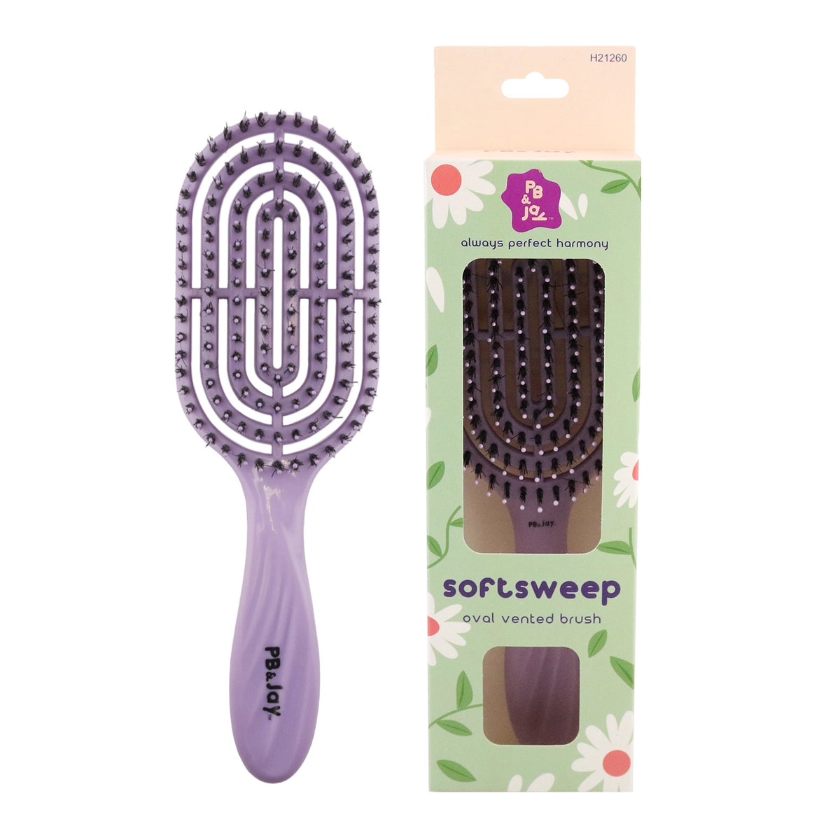 PB & Jay Softsweep Oval Vented Detangling Hair Brush – Lavender & Terracotta (12pcs)