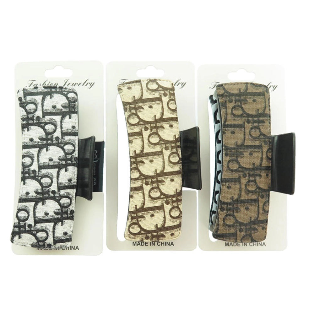 Large Canvas Monogram Hair Claw Clip – 10.5cm (H2453)