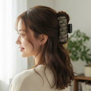 Large Canvas Monogram Hair Claw Clip – 10.5cm (H2453)