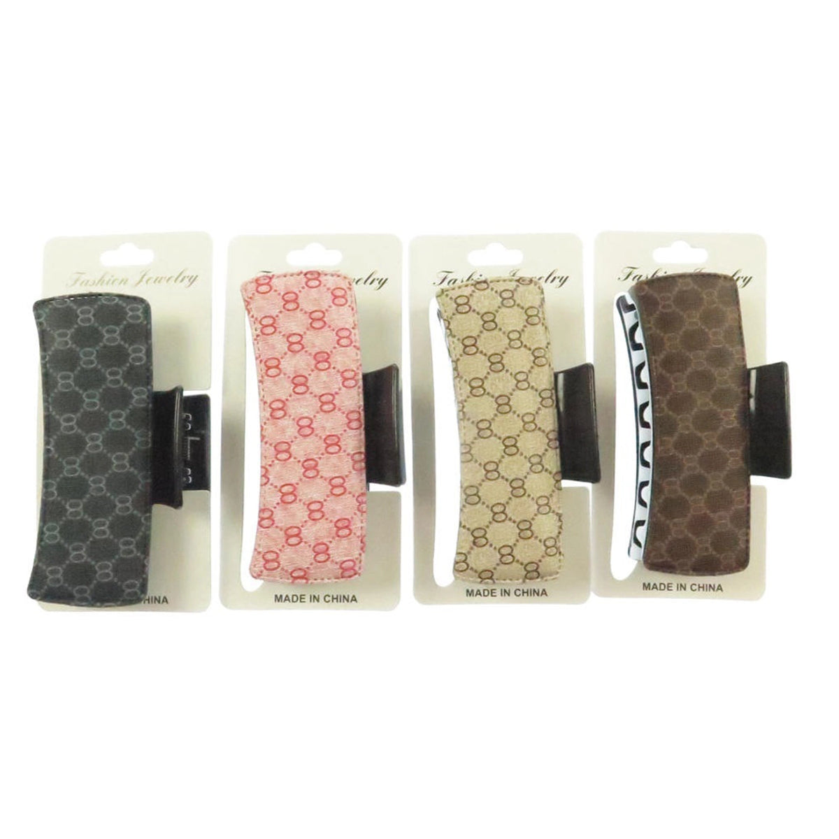 Monogram Hair Claw Clips – 10cm Rectangular Matte Hair Accessories (Assorted Colors) (H2497)