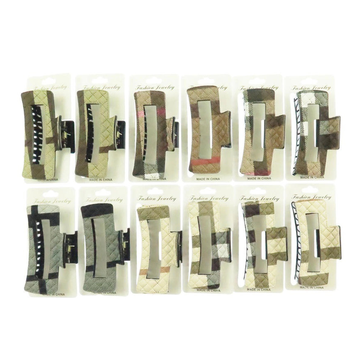 Large Plaid Hair Claw Clip 10.5cm – Fashion Pattern Hair Clip, Assorted Designs (H2499)