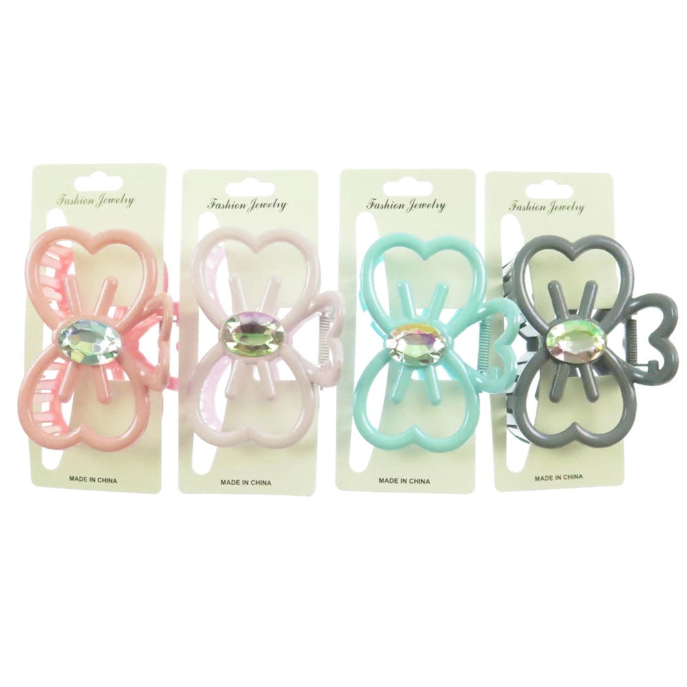 Butterfly Jewel Hair Claw Clip - 8.5cm Iridescent Crystal Butterfly Hair Jaw (H2505)