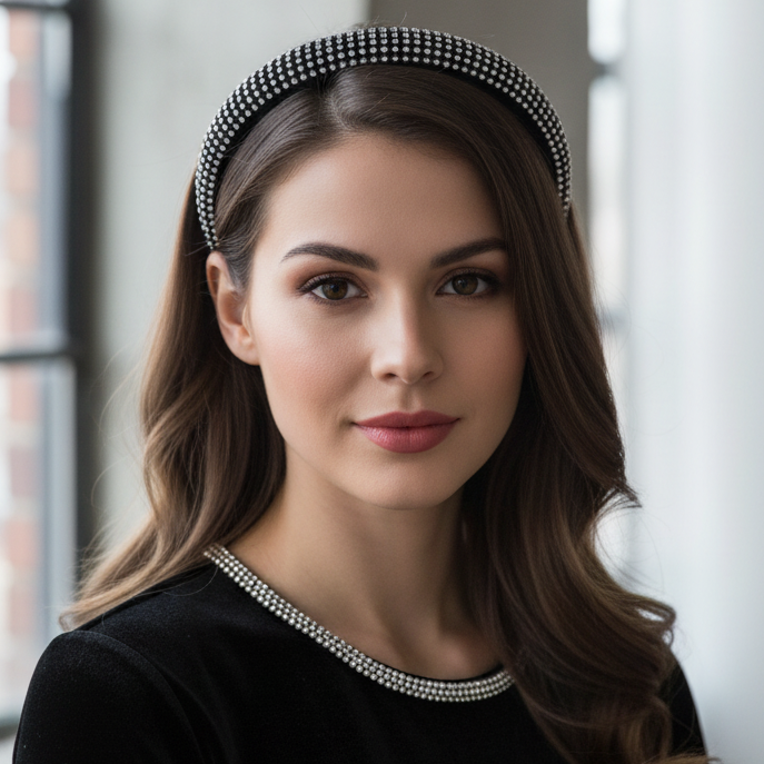 Sparkling Padded Rhinestone Headbands | 12-Piece Assorted Color Set (HB-51227M)