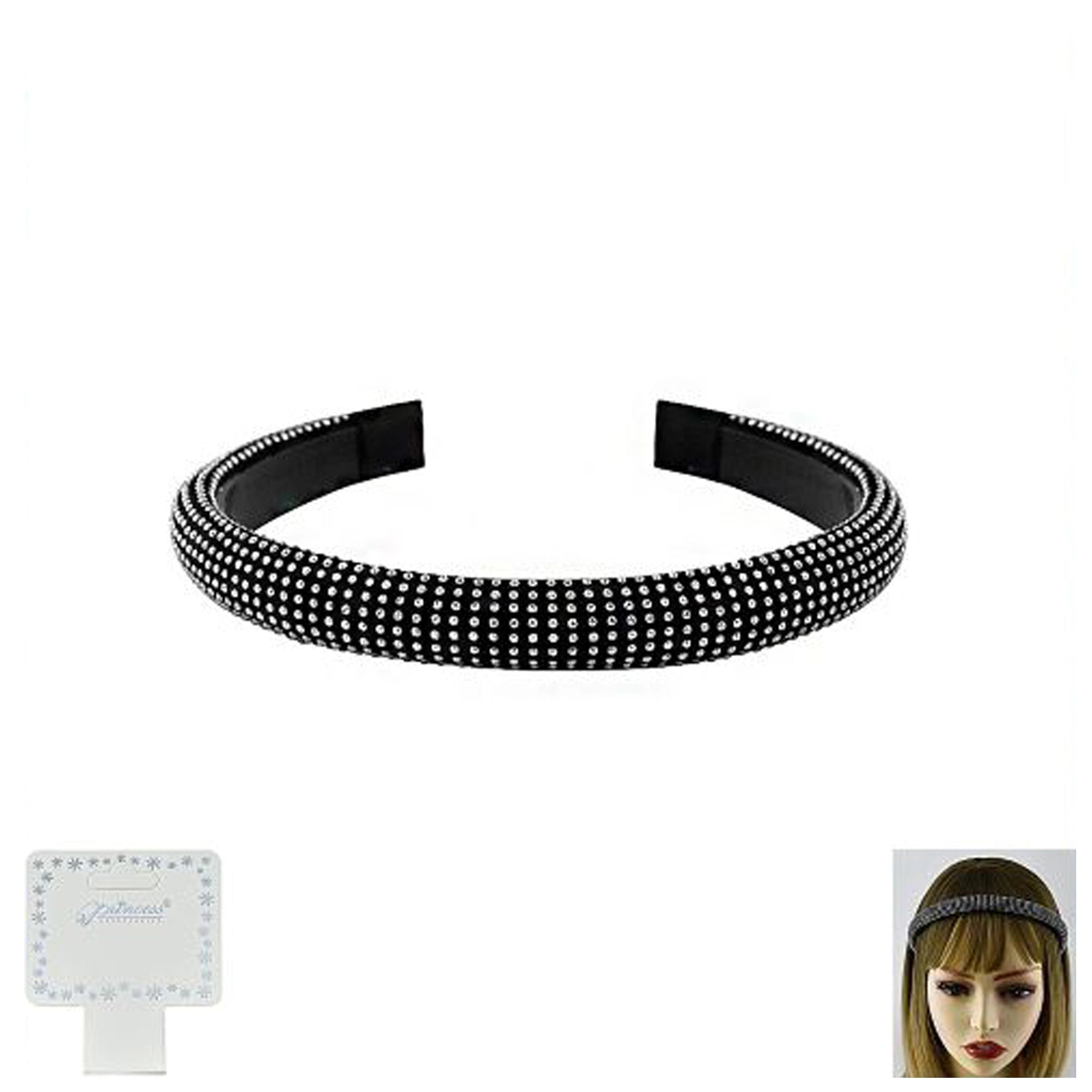 Sparkling Padded Rhinestone Headbands | 12-Piece Assorted Color Set (HB-51227M)