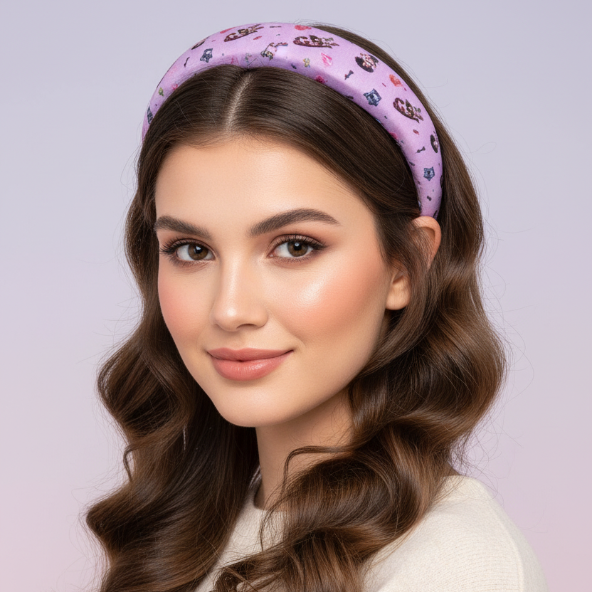 Handmade Padded Headbands Set for Women & Girls – Cute Cartoon Print  (HB-51240M)
