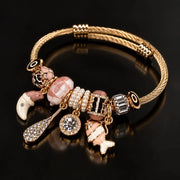 HB00001 - Gold Plated Charm Bracelet with Crystal & Enamel Charms – 100% Brass Fashion Jewelry