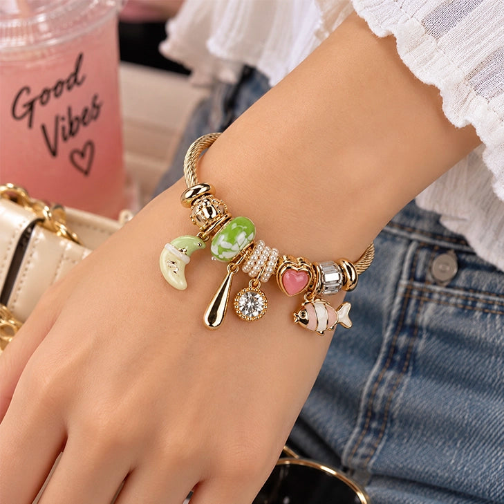 HB00005 - Gold Plated Colorful Charm Bracelet for Women – 100% Brass Fashion Jewelry