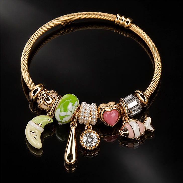 HB00005 - Gold Plated Colorful Charm Bracelet for Women – 100% Brass Fashion Jewelry