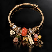 HB00035 - Gold Plated Best Friends Charm Bracelet – 100% Brass Colorful Beaded Bangle