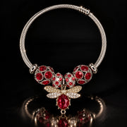 HB00039 - Gold Plated 100% Brass Red Crystal Charm Bracelet – Elegant Statement Jewelry