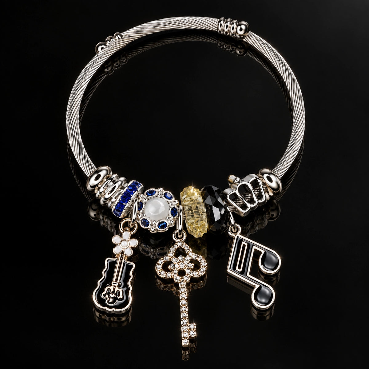 HB00040 - Gold Plated Charm Bracelet – 100% Brass Music & Key Charm Bracelet