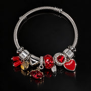 HB00042 - Gold Plated Red Crystal Charm Bracelet – 100% Brass Statement Jewelry