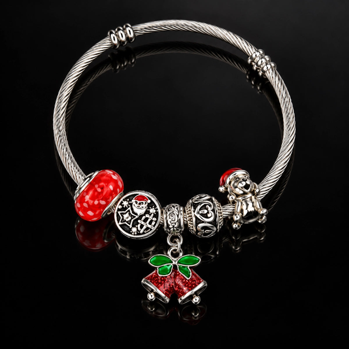 HB00047 - Gold Plated Christmas Charm Bracelet – 100% Brass Holiday Jewelry