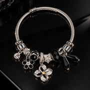 HB00052 - Gold Plated Black Charm Bracelet – 100% Brass Elegant Statement Jewelry