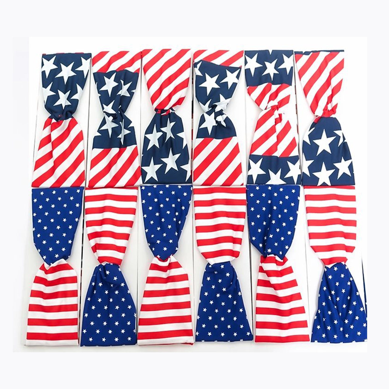 Patriotic Stars and Stripes Twisted Knot Headband – Bulk Wholesale (HB1016)