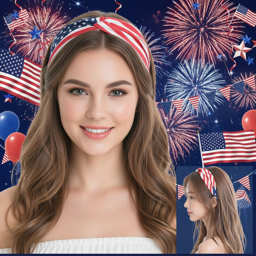 Patriotic Stars and Stripes Twisted Knot Headband – Bulk Wholesale (HB1016)