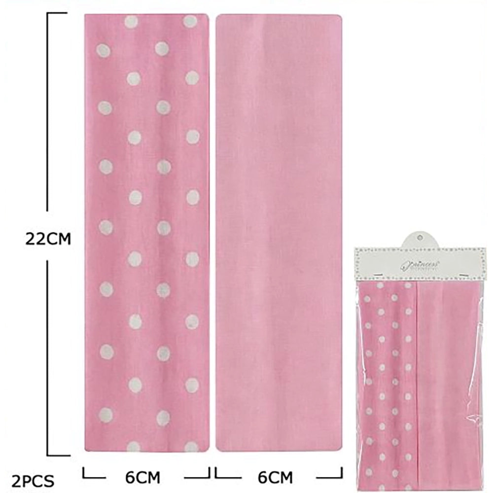 2-Piece Polka Dot & Solid Wide Fabric Headband Set (22cm x 6cm) – Soft Stretch Hair Wraps for Women, Girls, & Toddlers (HBE-30013)