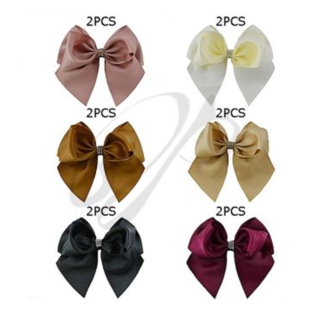 Large Sparkling Crystal Ribbon Bow | 6-Inch Statement Hair Clip | Chic Bridesmaid & Flower Girl Hair Accessory (HC-26113D1)