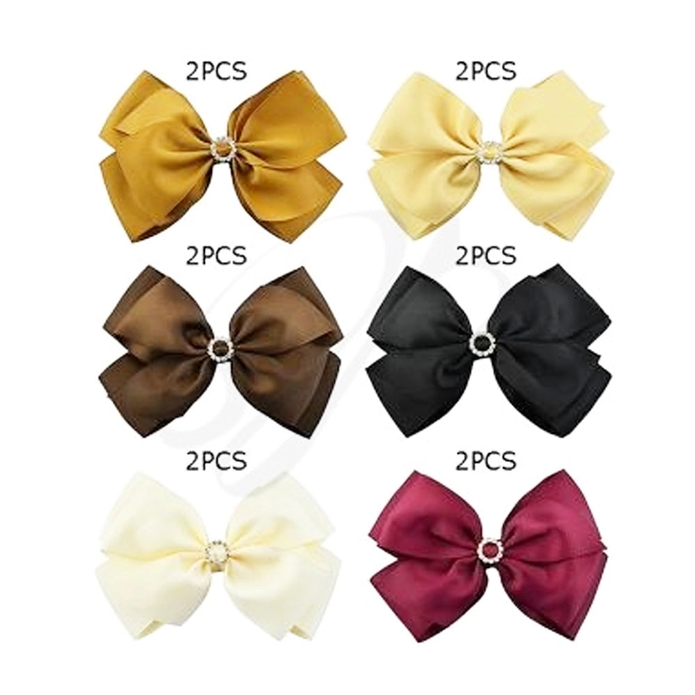 15cm Large Grosgrain Ribbon Hair Bow with Rhinestone Center (HC-26118D)
