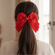 Oversized Rhinestone Center Grosgrain Ribbon Hair Bow - 18CM (HC-26706E)