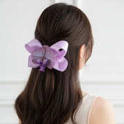 Floral Orchid Ribbon Hair Bow Clips Set (15 cm) – Tropical Flower Alligator Hair Barrettes for Women & Girls (HC-26969A)