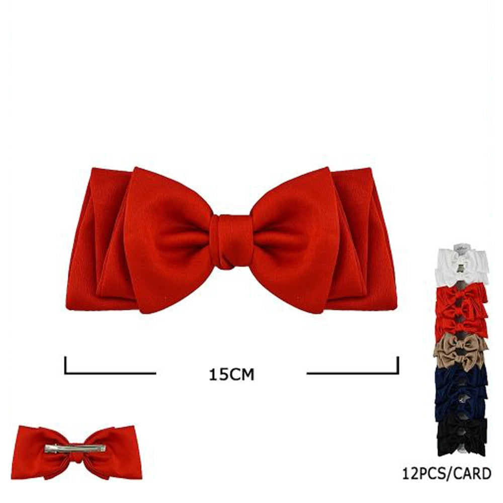 Large Grosgrain Bow Hair Clip Set (12-Piece Multi-Color Pack) (HC-28189E)