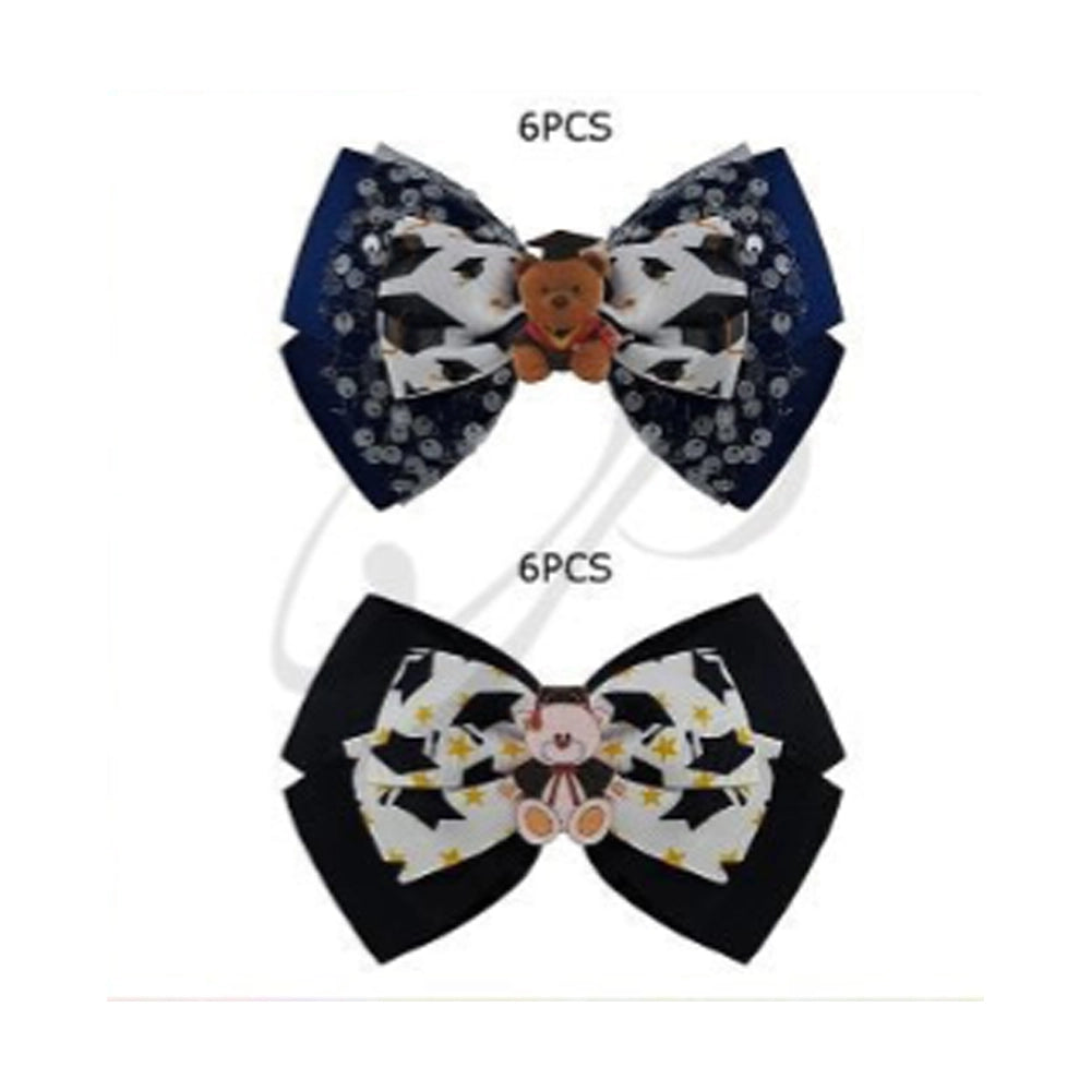 Adorable Graduation Teddy Bow Hair Clip - 12-Piece Set!