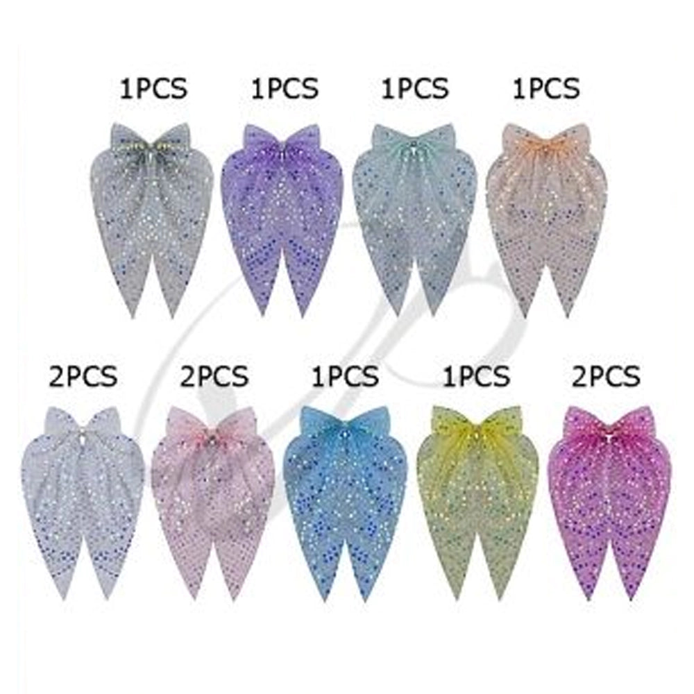 Oversized Sparkling Mesh Hair Bow - 15cm Sequin Tulle Butterfly Bow Clip for Girls and Women (HC-29476P)