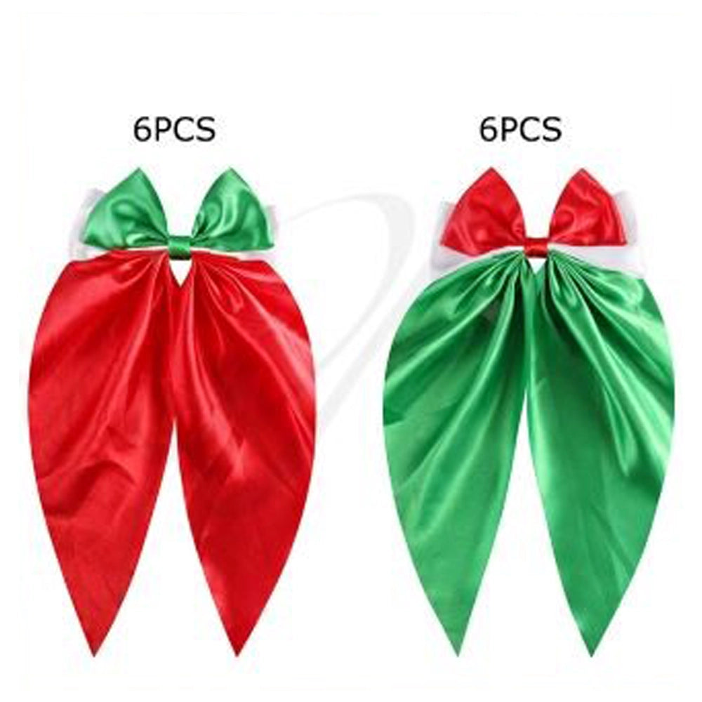 Jumbo Satin Christmas Bow Clip (15cm) - Ultra-Long Tail Holiday Statement