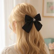 Elegant Camellia Blossom Ribbon Hair Bow Clip (HC-29515BW)
