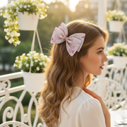 12-Pack Large Butterfly Print Satin Hair Bows with Rhinestones – 15cm Oversized Hair Clips, Bulk Assorted Colors (HC-29569M)