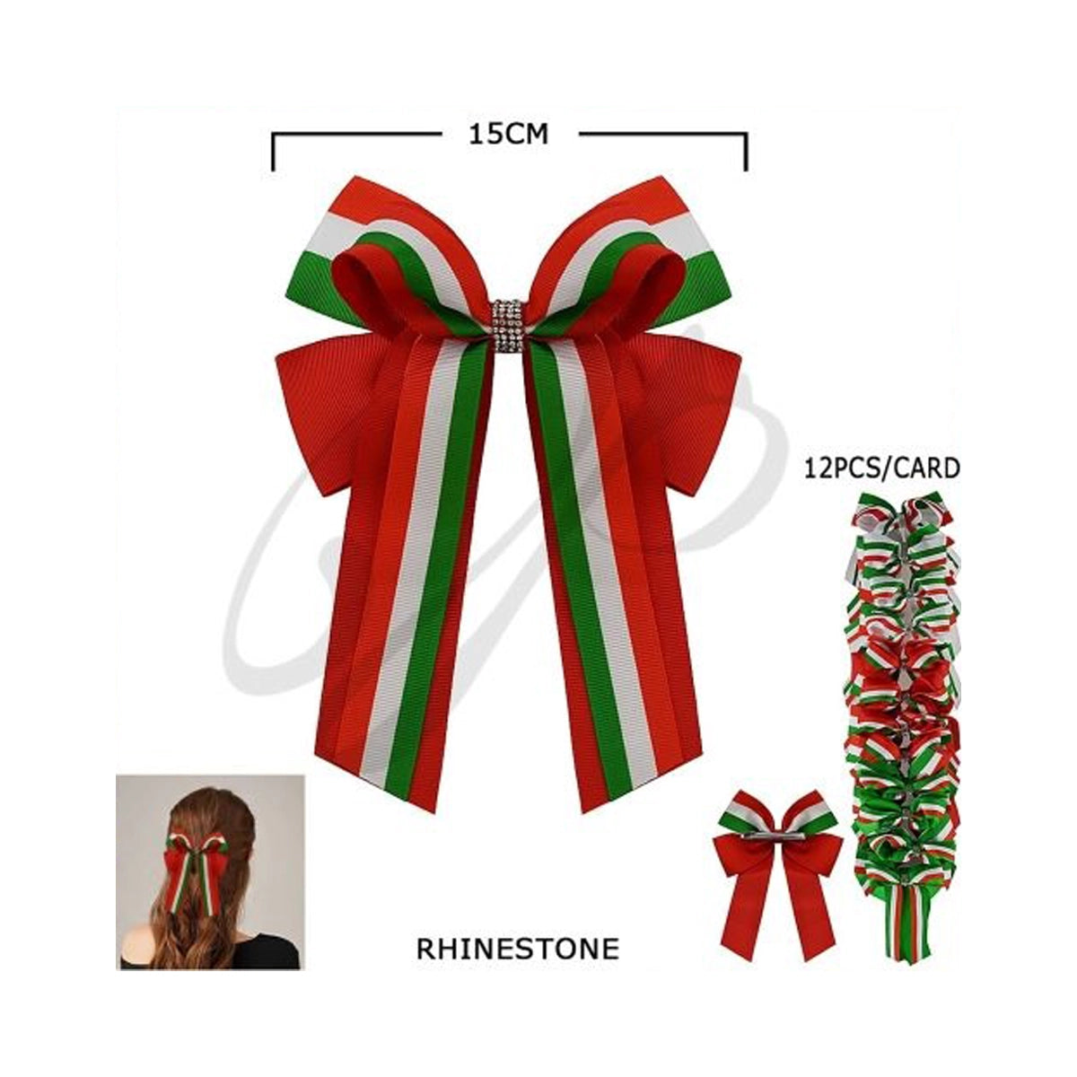 Tricolor Grosgrain Cheer Hair Bow (HC-29583ME)