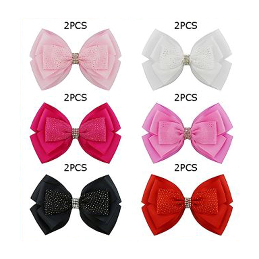 6-Inch Rhinestone Layered Grosgrain Bow – 12-Piece Assorted Set (HC-29601M)