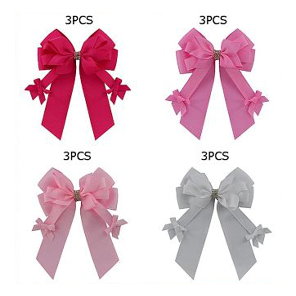 Elegant Large Rhinestone Grosgrain Bow with Long Streamers (HC-29613M)