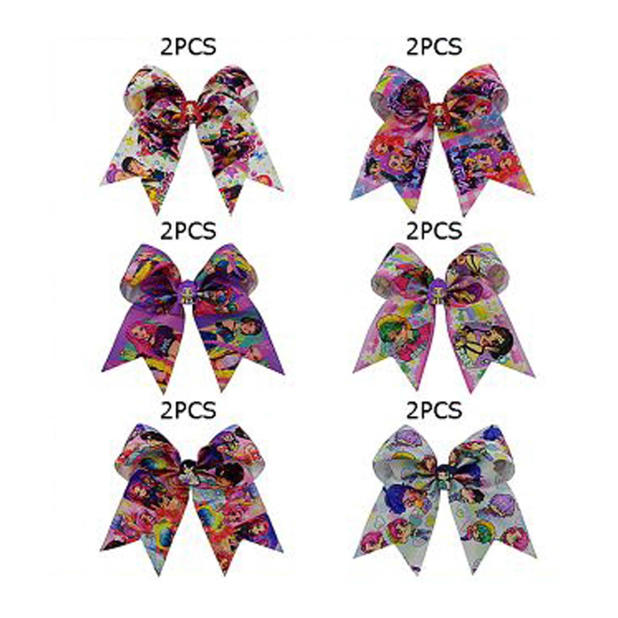 Character Print Cheer Hair Bow 15cm - Colorful Cartoon Sublimation Ribbon Hair Accessory (HC-29621M)