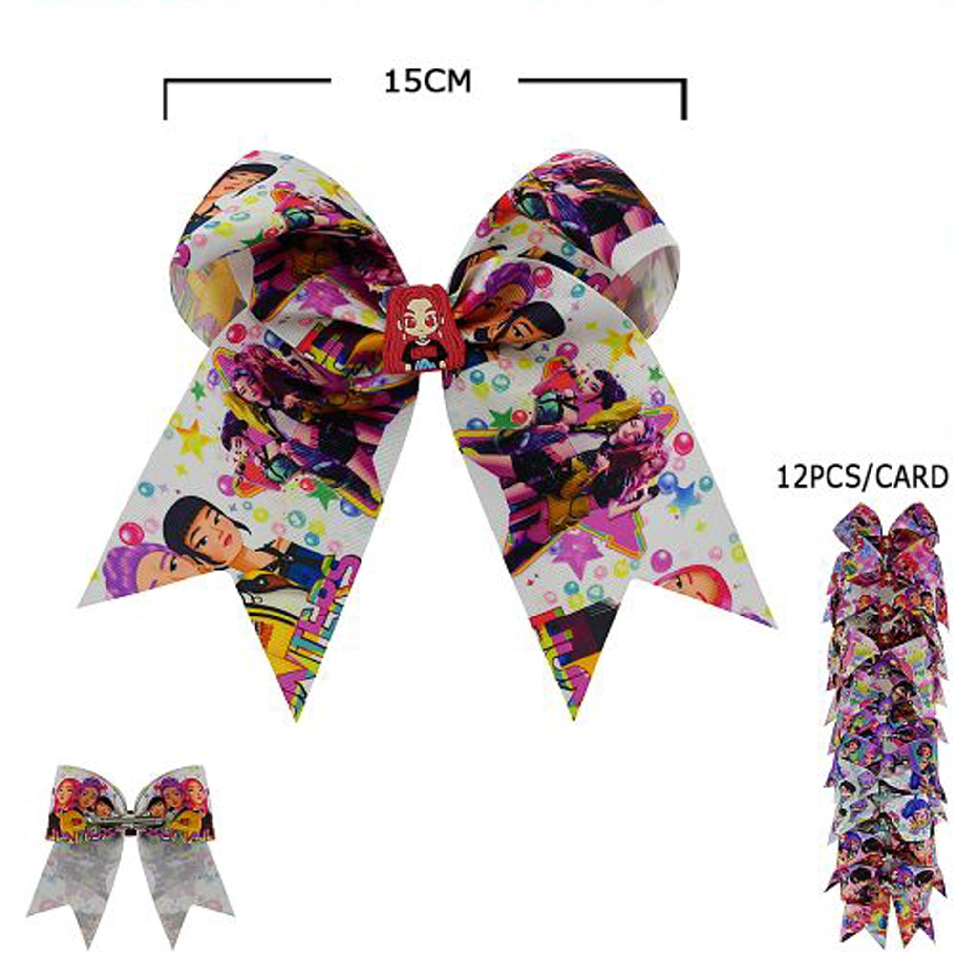 Character Print Cheer Hair Bow 15cm - Colorful Cartoon Sublimation Ribbon Hair Accessory (HC-29621M)