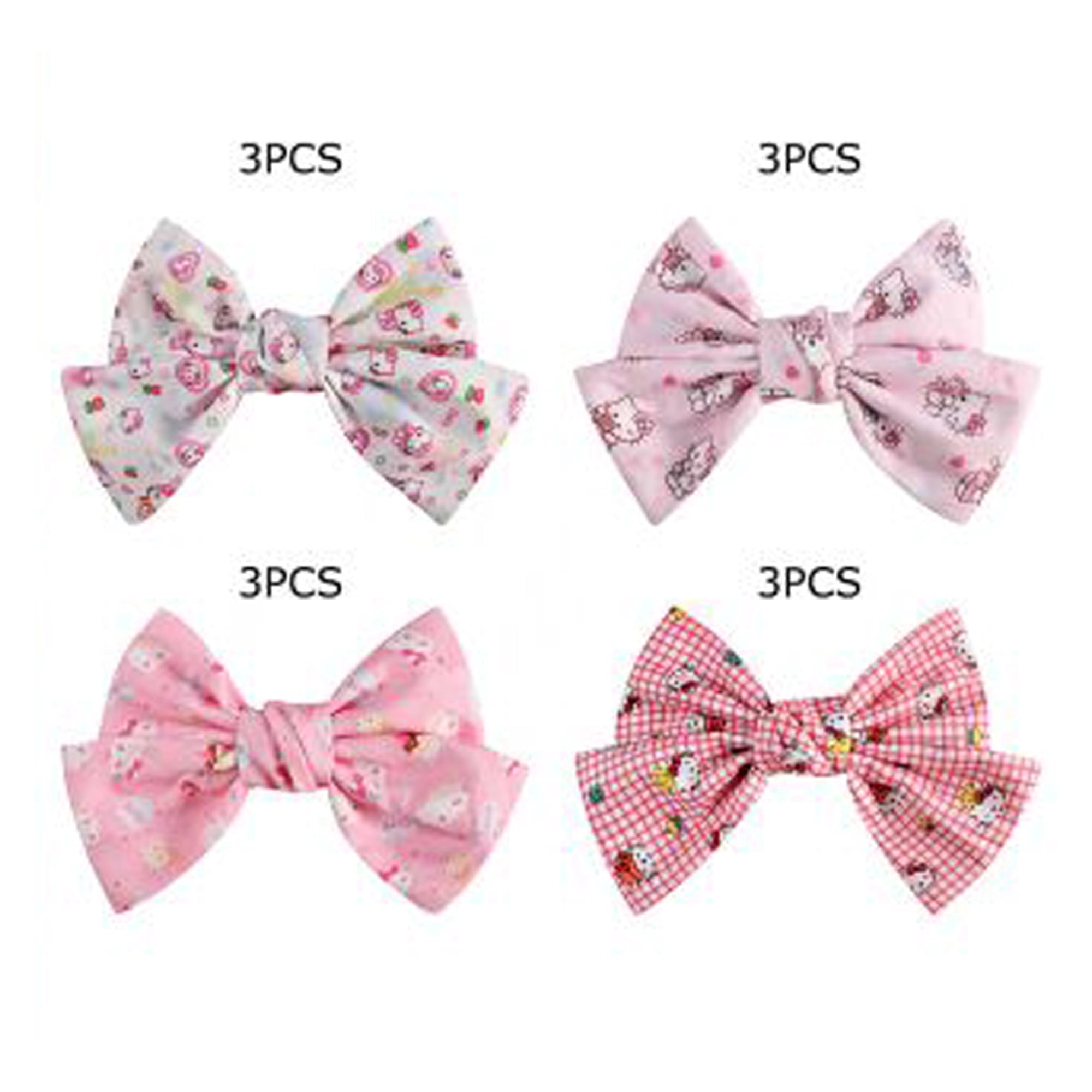 Large Gingham & Floral Bow Hair Clip Set (12-Piece) (HC-29623M)